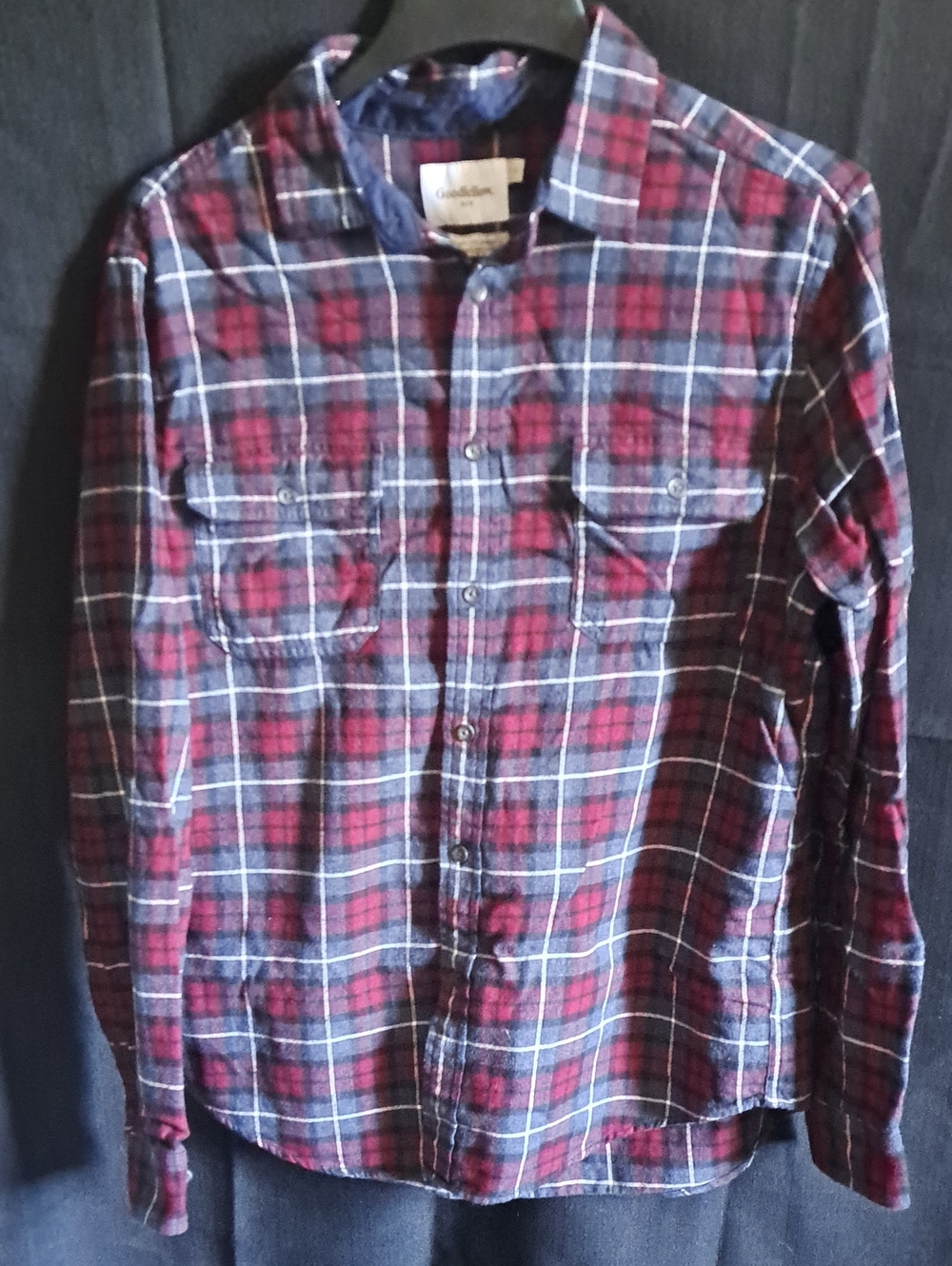 Goodfellow & Co Red and Blue Plaid Flannel Button-Down Shirt